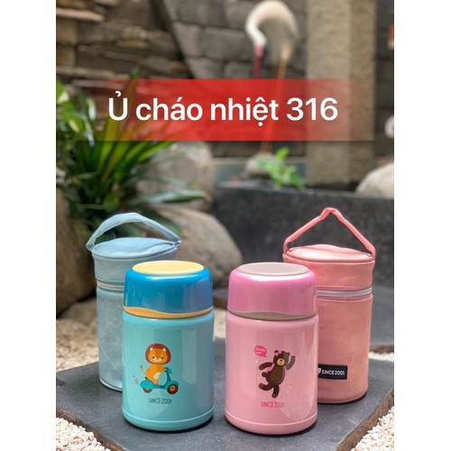 Bình ủ cháo giữ nhiệt inox tặng kèm túi giữ nhiệt và muỗng inox 750ml - MS316 giữ nhiệt tốt