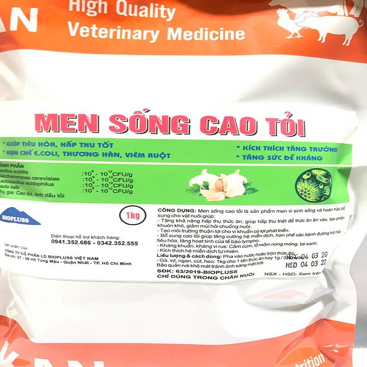Men tiêu hóa cao tỏi giúp gia súc, gia cầm khô phân, tăng cường đề kháng, hạn chế tiêu chảy gói 1kg