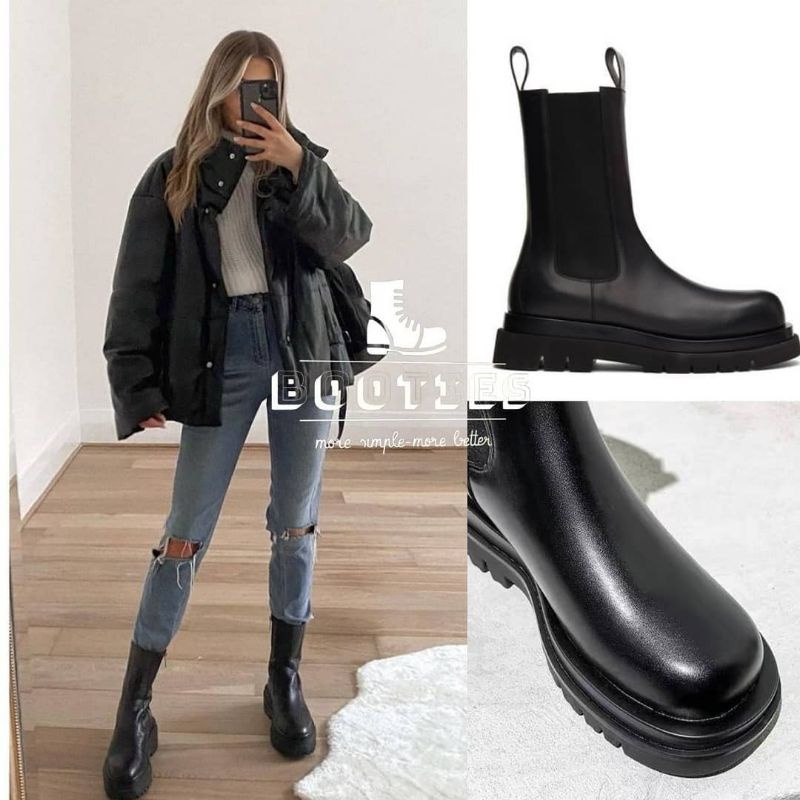 Giày chelsea bốt da mềm nữ cao cổ không dây boot mũi tròn đế 5 phân 2022 tặng vớ giày thể thao sneakers nữ