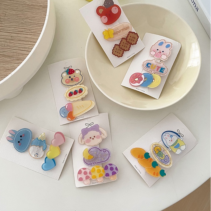 Kẹp tóc hình gấu / thỏ dễ thương ngọt ngào phong cách hàn quốc cho bé gái