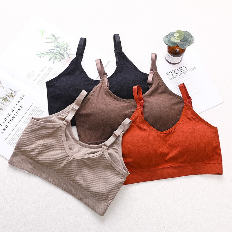 Áo Ngực Áo Bra BRA01 VNXK Kiểu Dáng Thể Thao Chất Liệu Cotton Bề Mặt Gân Tăm 2 Dây Mặc Thoải Mái Vừa Vặn Cơ Thể