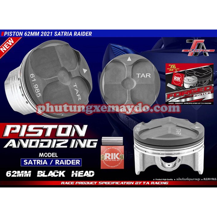 PISTON TARACING RAIDER 62MM ĐẦU ĐEN [BAO ĐỔI TRẢ NẾU HÀNG LỔI]