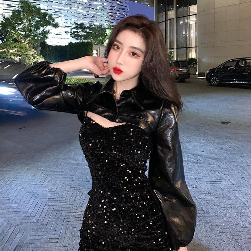 Áo khoác da bóng nửa thân trên