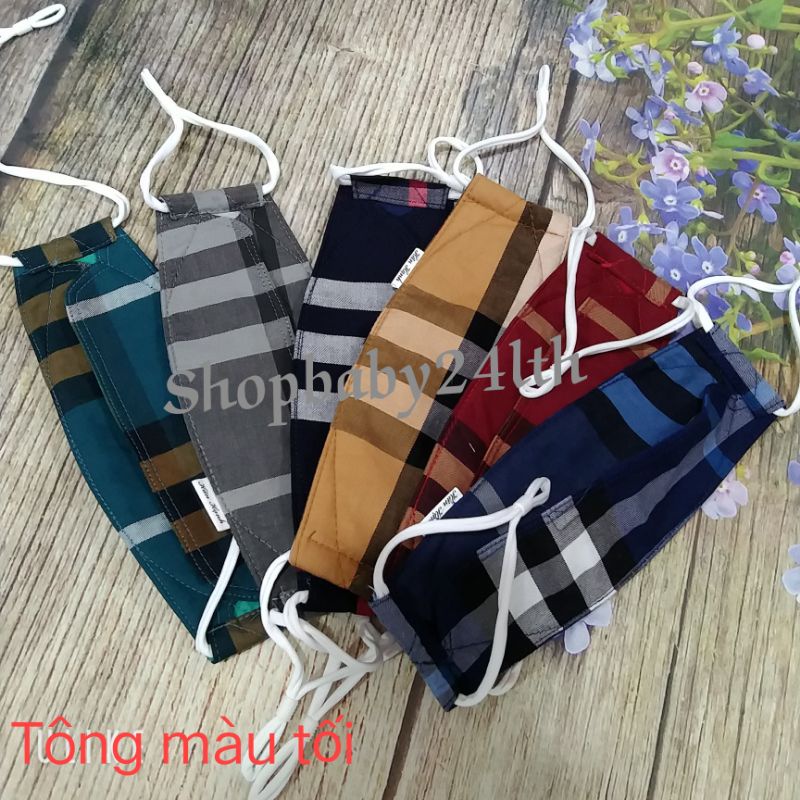 Khẩu trang vải 3 lớp cao cấp, khẩu trang cá cotton sọc, thoáng khí,thấm hút mồ hôi,chống nắng tốt,ảnh thật