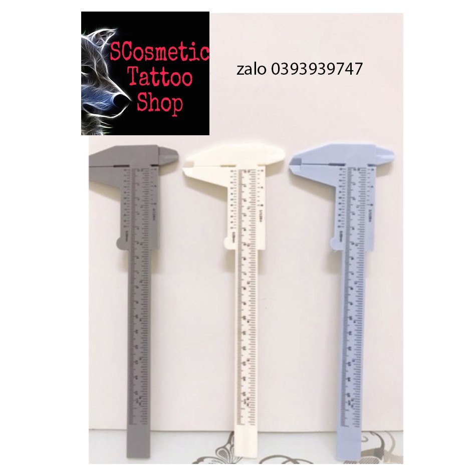 Thước kẹp nhựa phun xăm ,thước kẹp F mini thiết kế lông mày dài 150mm đo lông mày Phun Xăm Thẩm Mỹ