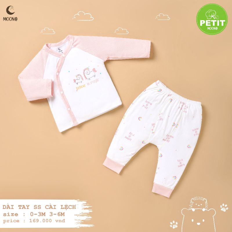 MOON 2022 - Bộ cài lệch sơ sinh PETIT cho bé từ 0M đến 6M