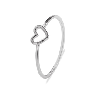 Silver Plated Copper Ring Empty Heart Face