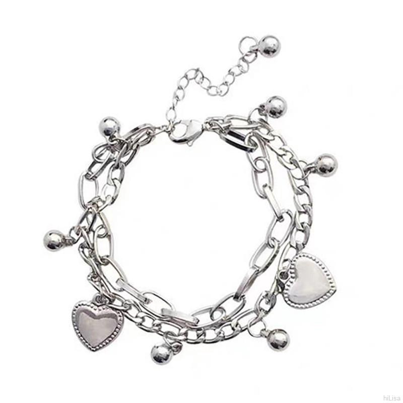 Vòng đeo tay hai lớp mặt hình trái tim phong cách Hàn Quốc thiết kế đơn giản thời trang | BigBuy360 - bigbuy360.vn