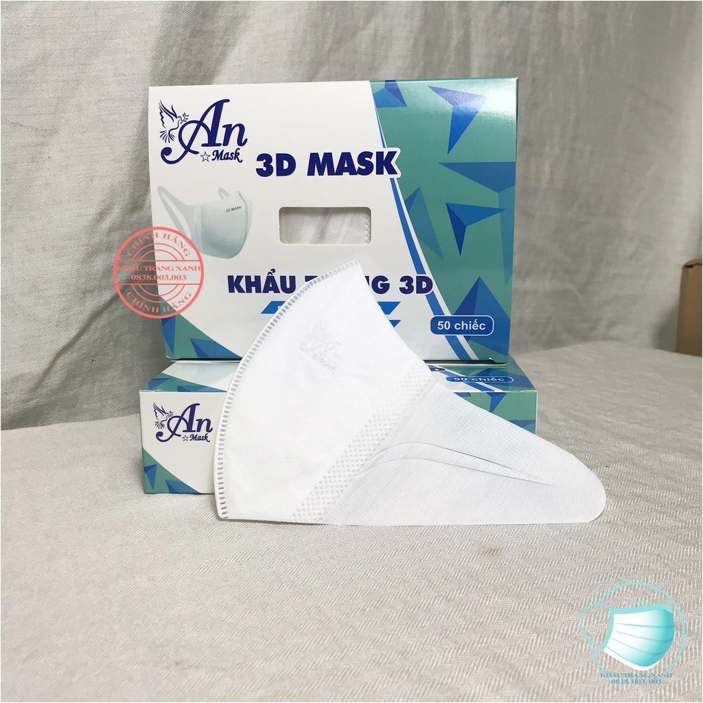 [ Hộp 50 Chiếc ] Khẩu trang y tế 3D AN MASK Công Nghệ dập Nhật Bản phom ôm Sát Mặt và quai mềm - khautrangxanh