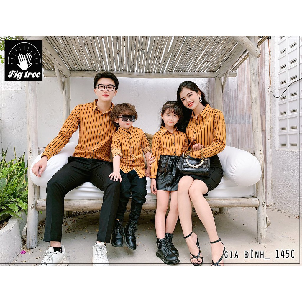 Set Áo Somi Gia Đình Fig Tree Sọc Vàng Đen Mã 145C Kèm Feedback
