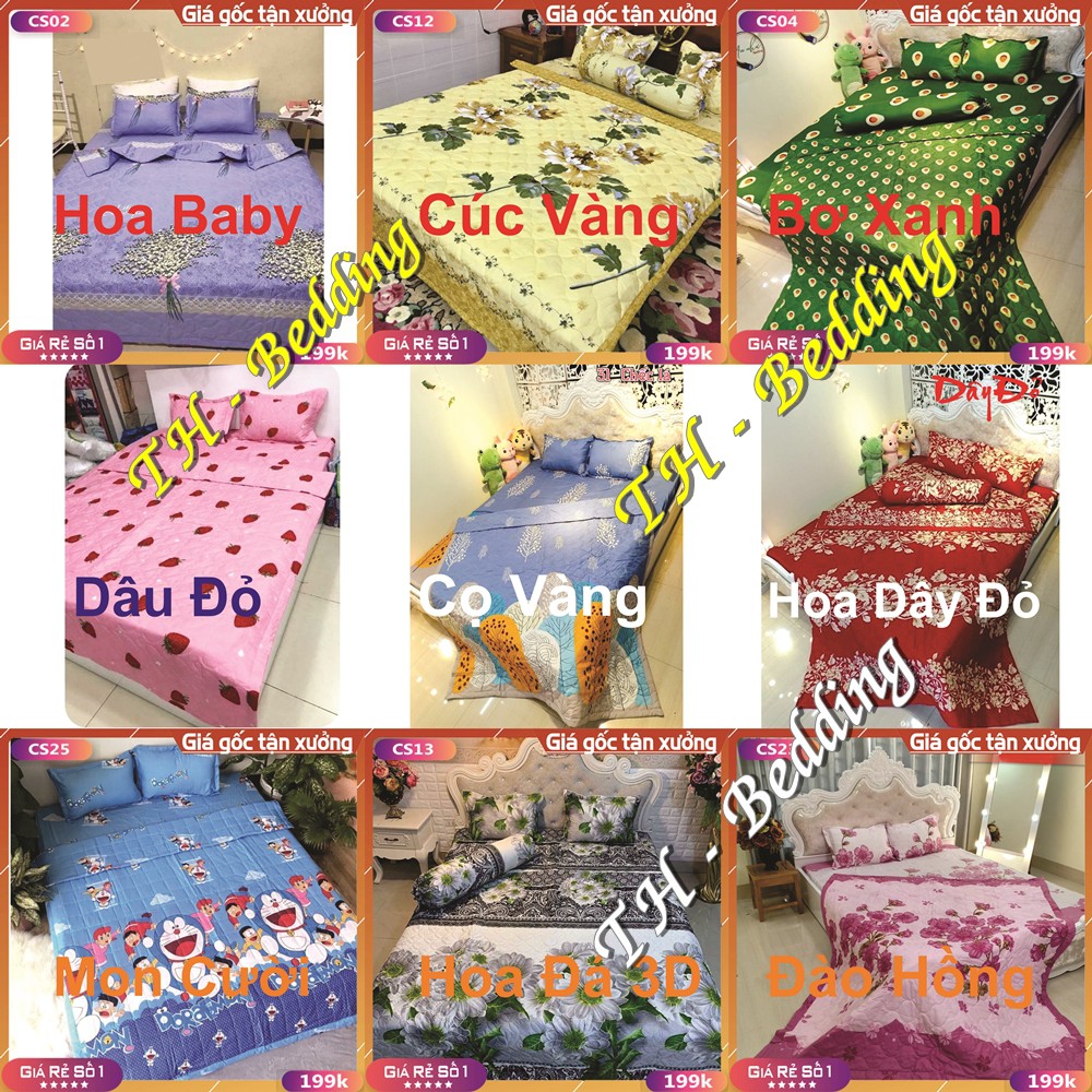 Bộ ga kèm đôi vỏ gối nằm và vỏ gối ôm poly cotton siêu ngộ nghĩnh m6 hoặc m8