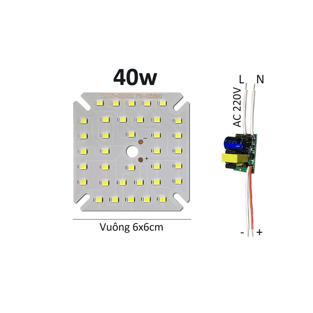 Combo 10 Bảng bo vỉ mạch Led 40w 34 mắt chip Led 2835 siêu sáng kèm nguồn driver AC220V