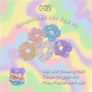 Scrunchies chun buộc tóc cúc họa mi