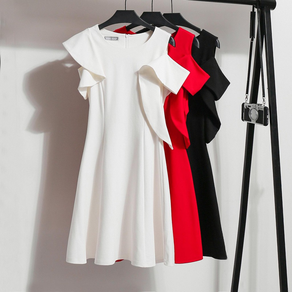 ĐẦM VÁY NỮ DỰ TIỆC VẠT BÈO LỆCH VAI VẢI UMI CÓ NHIỀU MÀU DỄ THƯƠNG | BigBuy360 - bigbuy360.vn