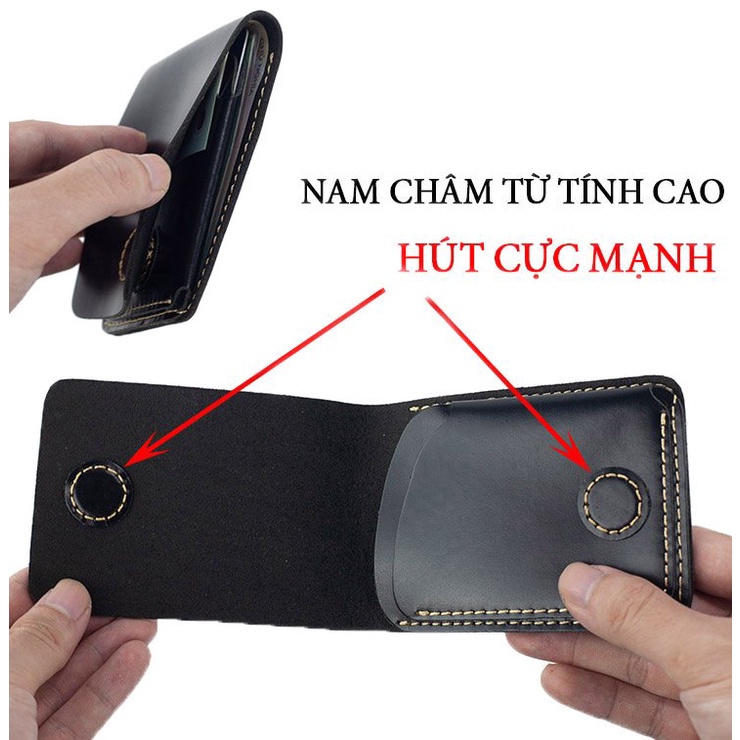 Ví Nam Mini Ví Sen 3 Da Bò Thật Nhập Khẩu Thời Trang Cao Cấp BB00 - BH 12 Tháng
