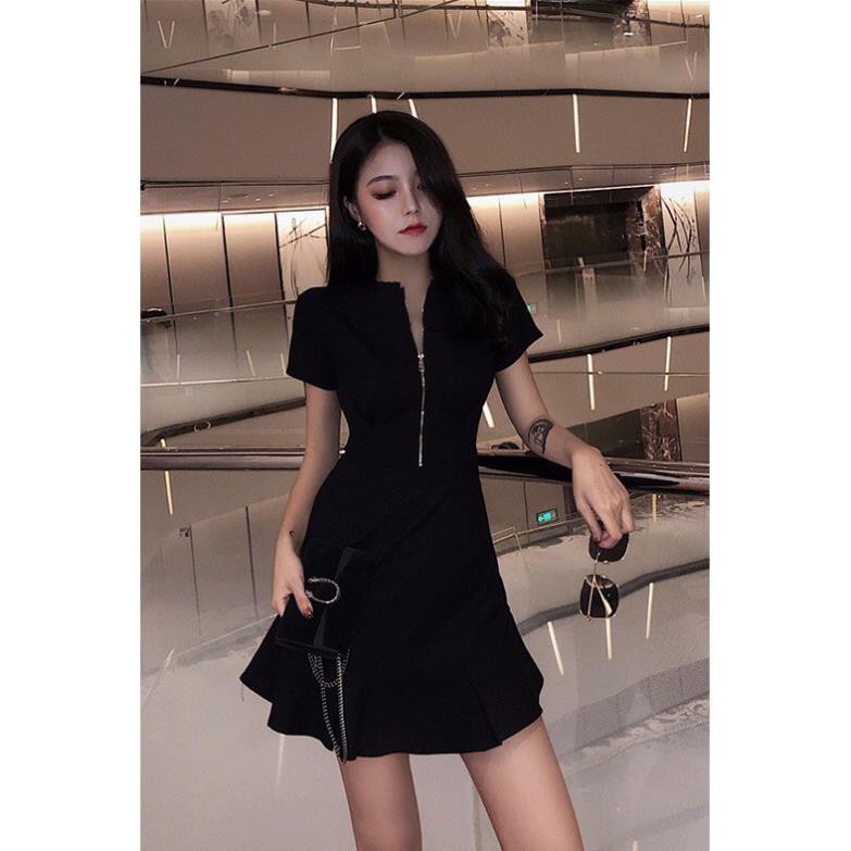 Đầm nữ dáng ngắn xòe ôm body, Đầm đen dự tiệc phong cách ulzzang Hàn Quốc - Roxie New ྇