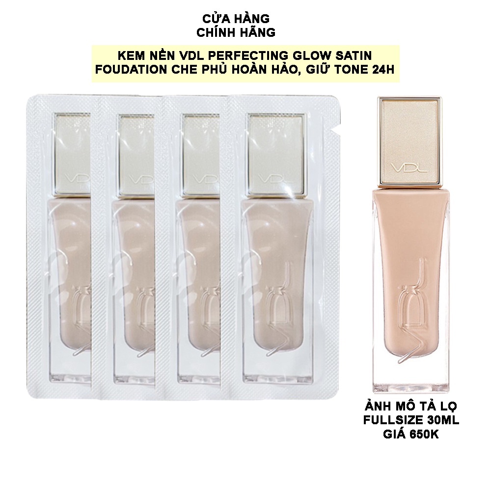 [Hot-Mới] Gói sample kem nền siêu che khuyết điểm cho lớp nền mịn lì tự nhiên - VDL Perfecting Glow Satin Foudation 1ml