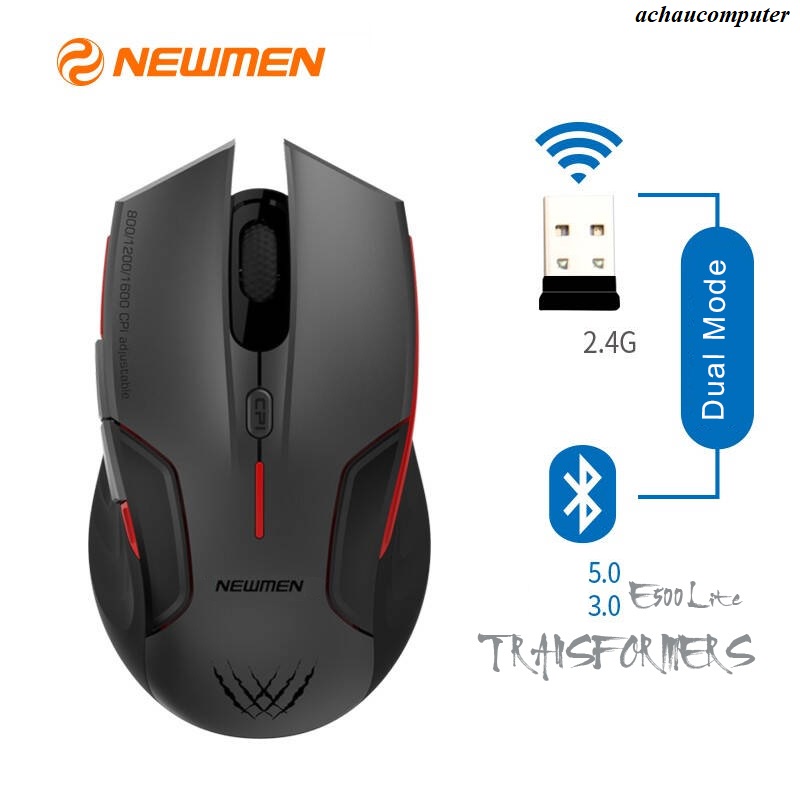 Chuột máy tính không dây Gaming NEWMEN D500 Dual Mode – Bluetooth 5.0 & 2.4Ghz - Hàng chính hãng