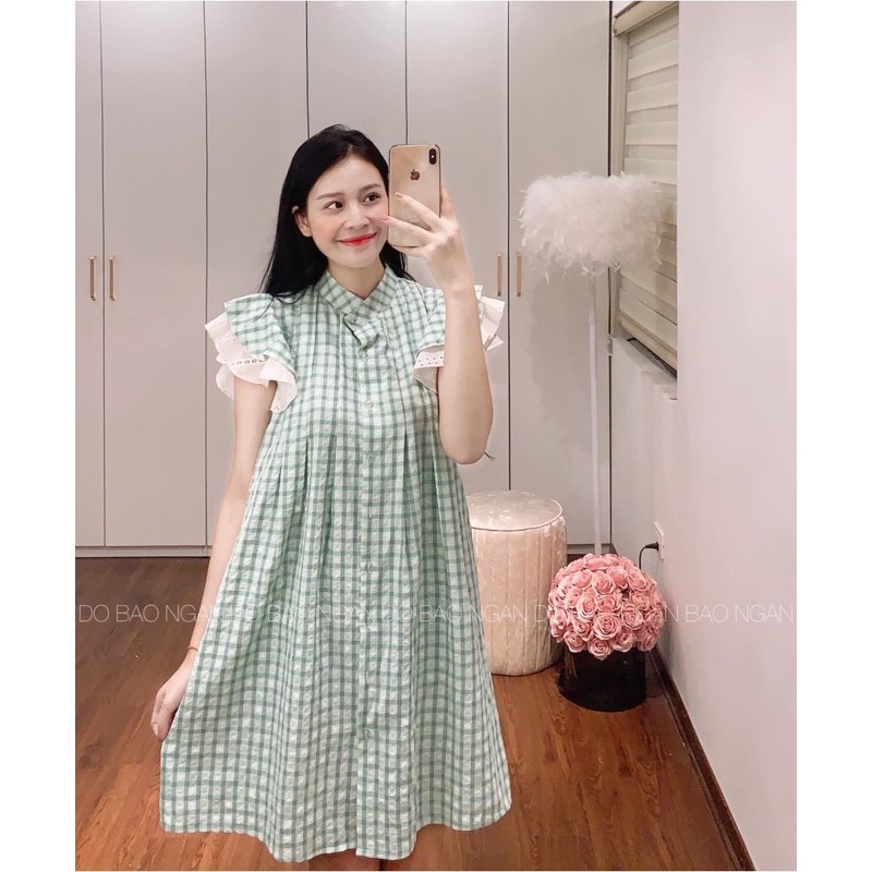 Váy thiết kế babydoll kẻ cánh tiên [Mã DANG22988 giảm 15k  đơn tối thiểu 350k] cực kì tiểu thư , đáng yêu | BigBuy360 - bigbuy360.vn