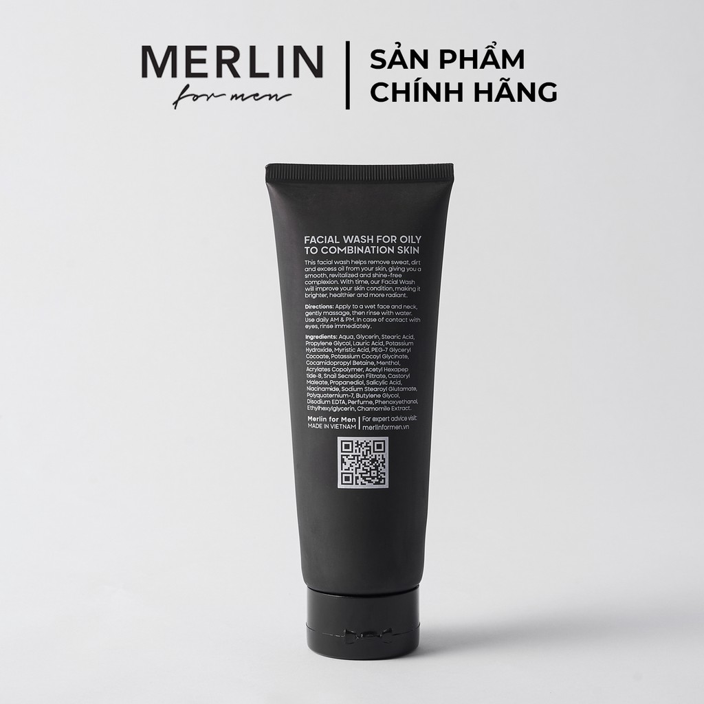 Merlin Facial Wash - Sữa Rửa Mặt Nam Cho Da Dầu 100ml | BigBuy360 - bigbuy360.vn