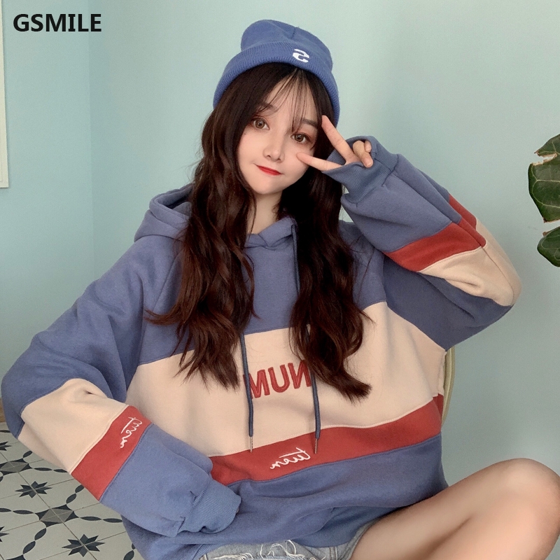 Áo sweatshirt tay dài phong cách Hàn Quốc in họa tiết chữ cho unisex