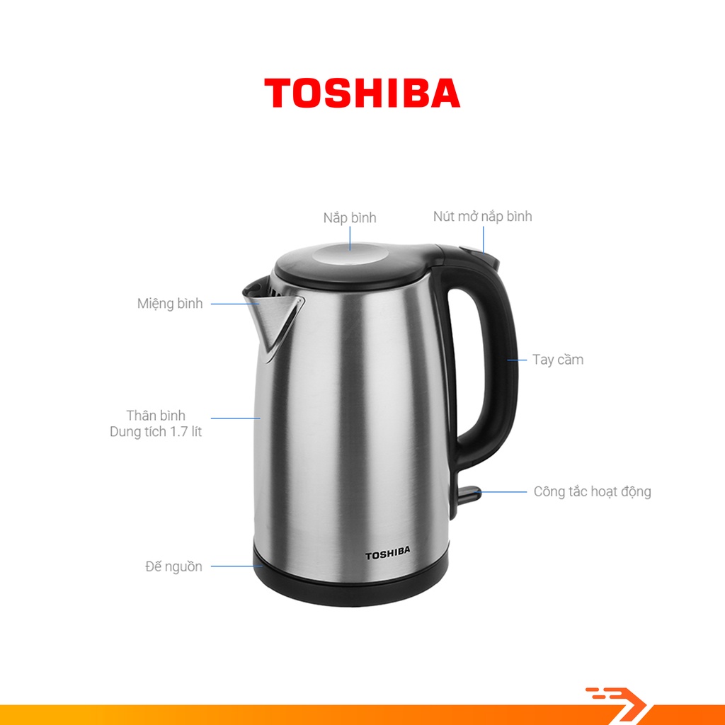 [Mã ELHADEV giảm 4% đơn 300K] Bình Đun Siêu Tốc Toshiba KT-17SH2NV 1.7 Lít - Bảo Hành Chính Hãng