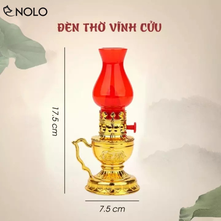 Đèn Dầu Đèn Bàn Thờ Đèn Thờ Điện Vĩnh Cửu Cao 17cm Dùng Nguồn Pin AAA