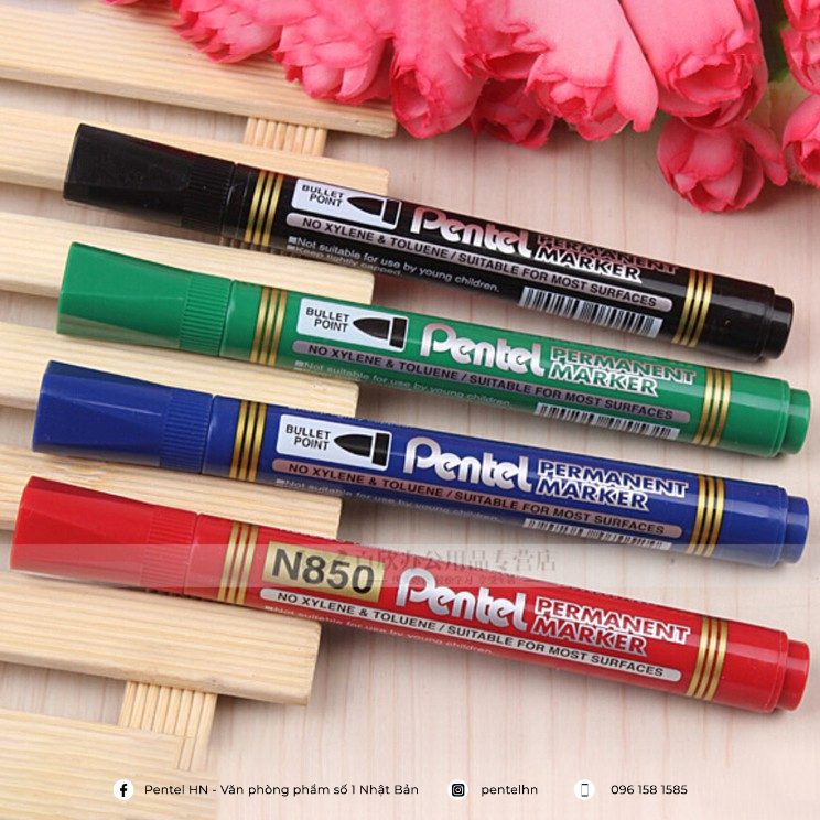 Bút Dạ Dầu Pentel N850 | Mực Nhanh Khô Không Nhòe Khi Thấm Nước | Viết Được Trên Nhiều Chất Liệu | Permanent Marker