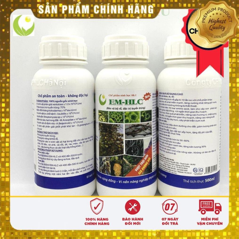 CHẾ PHẨM EM HLC ĐẶC TRỊ TUYẾN TRÙNG - THUỐC ĐẶC TRỊ VÀNG LÁ THỐI RỄ, PHÒNG TRỪ TUYẾN TRÙNG RỄ HẠI CÂY TRỒNG - CHAI 500ML