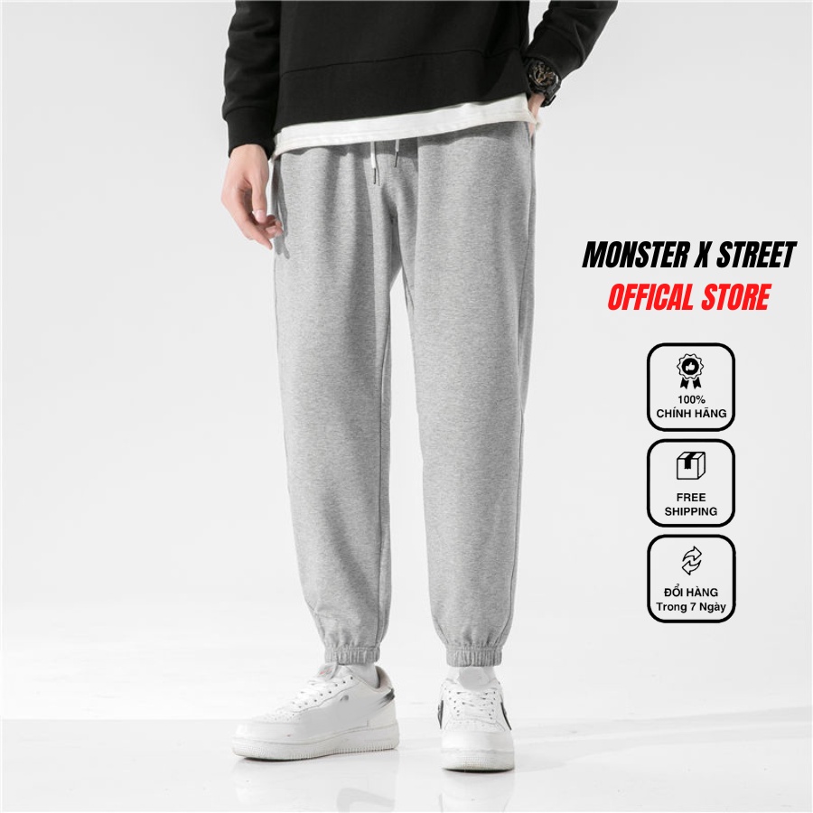 Quần jogger unisex Monster X Street bo gấu dáng thể thao xuông nam nữ nỉ bông bigsize basic pants NHIỀU MÀU