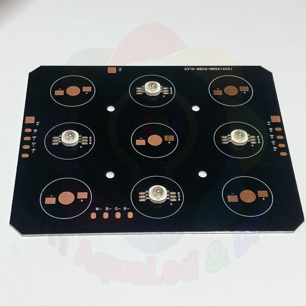 Mạch LED vuông 9 LED 4 kênh White RGB 12 Volt, dùng cho chip led đơn, RGB Luxeon