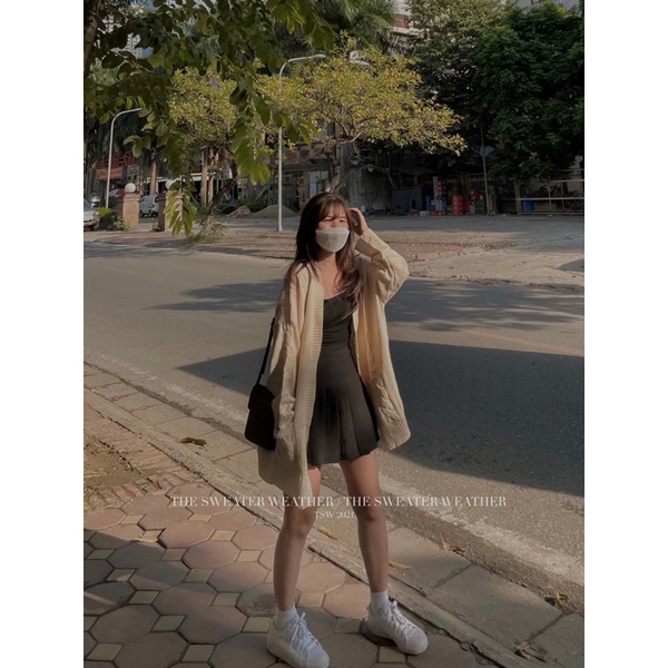 Áo khoác cardigan len thừng dáng dài kèm đai chất đẹp ( Ảnh thật ) | BigBuy360 - bigbuy360.vn