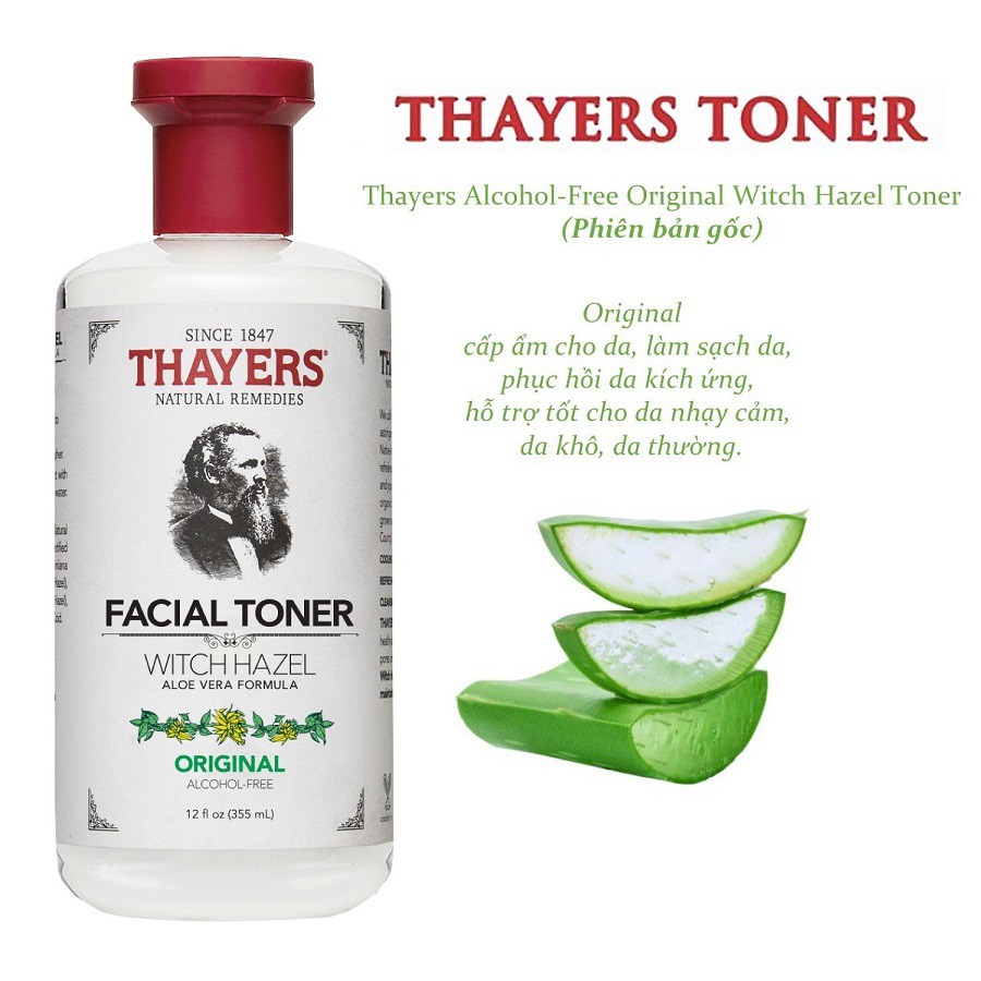 Nước Hoa Hồng Làm Sạch, Se Khít Lỗ Chân Lông Không Cồn Thayers Alcohol Free Witch Hazel Toner 355ml