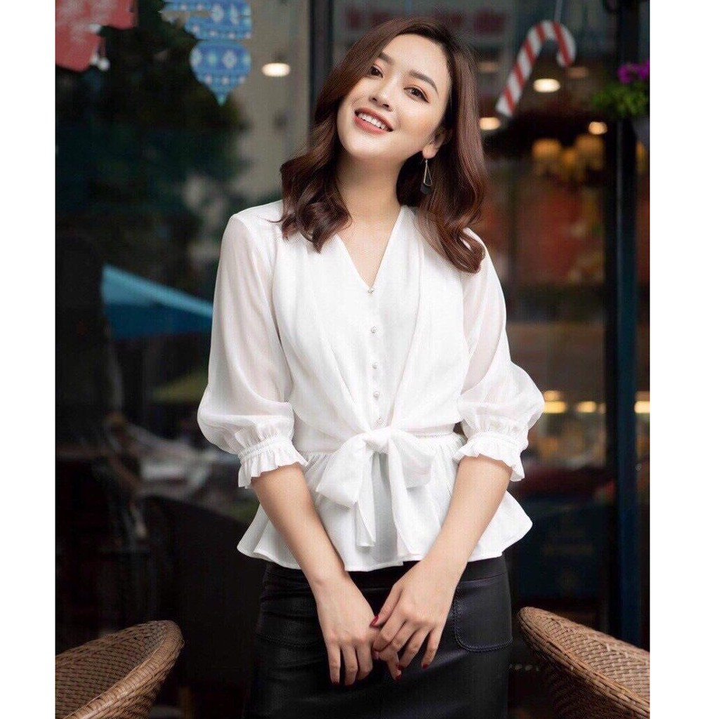 [FREESHIP] ÁO SƠ MI PEPLUM TRẮNG ĐIỆU ĐÀ CHO CÁC NÀNG THƠƠ