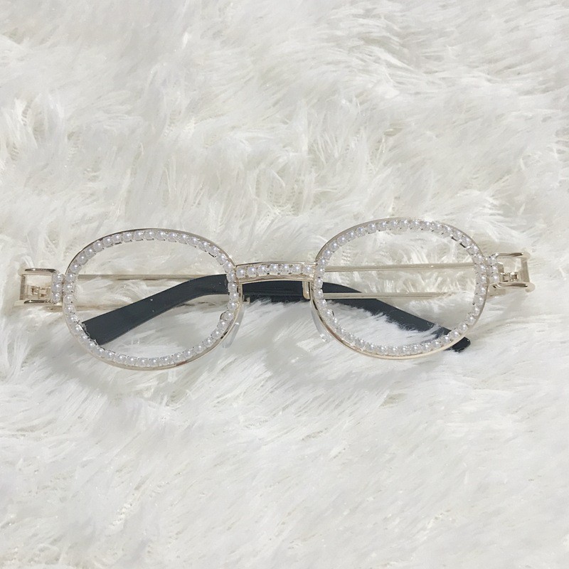 Kính Mát Gọng Tròn Đính Đá Phong Cách Retro 2019 Thời Trang