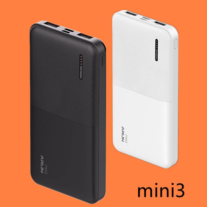 Pin dự phòng Arun mini 3 10000mah Cổng TypeC – Sạc dự phòng siêu mỏng 2 cổng Type C Micro USB youngcityshop 30.000