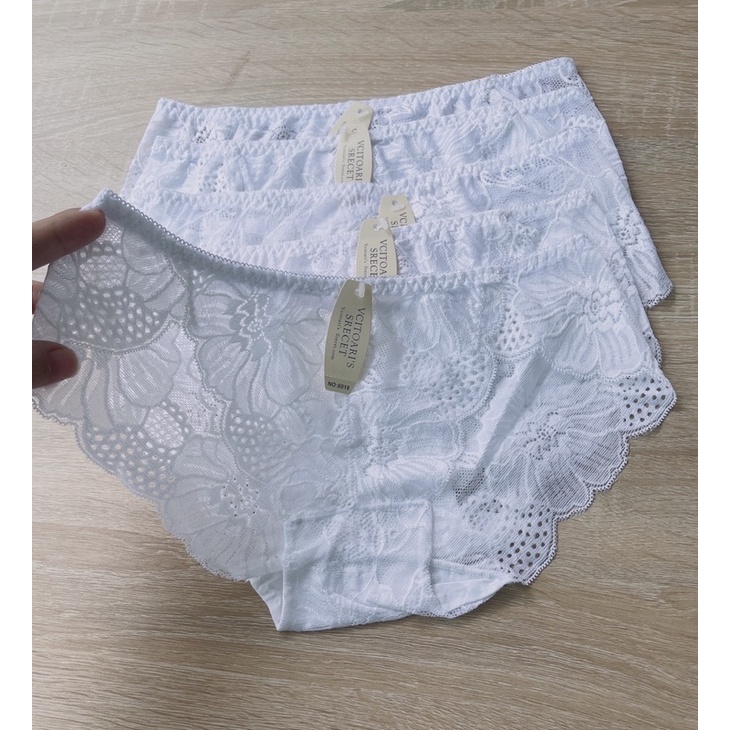 Quần lót ren Nữ Màu trắng Rất sexy _ Quần lót ren Hoa hồng đáy 100% cotton kháng khuẩn