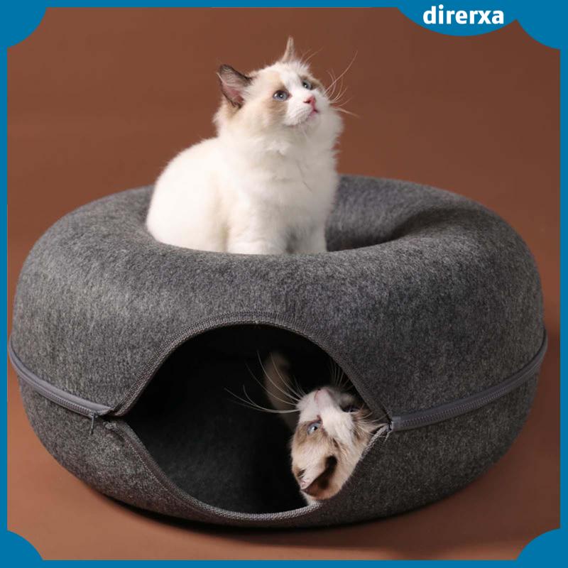 Giường Đường Hầm Cho Mèo Bằng Nỉ Có Dây Kéo Tiết Kiệm Không Gian Ấm Áp