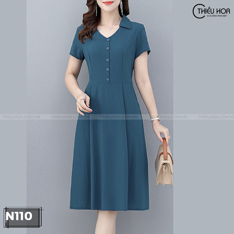 Đầm Nữ Thun Dáng Suông Dây Thắt Eo Sang Trọng Thiều Hoa N110