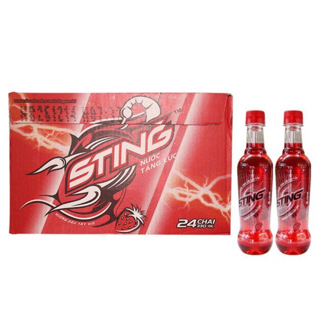 Thùng 24 chai nước tăng lực Sting Dâu 330ml