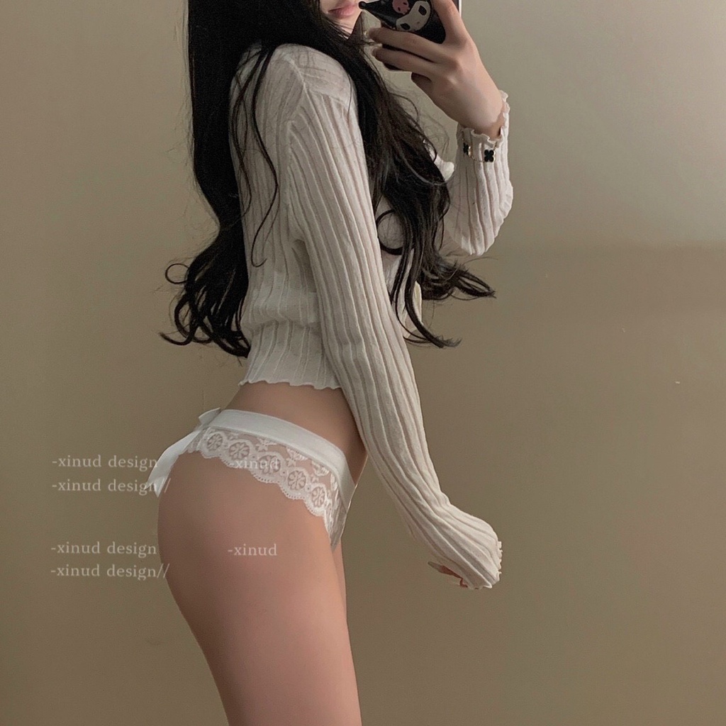 Quần Lót Lọt Khe Ren Mềm Sexy Đính Nơ Siêu Xinh  - QL44