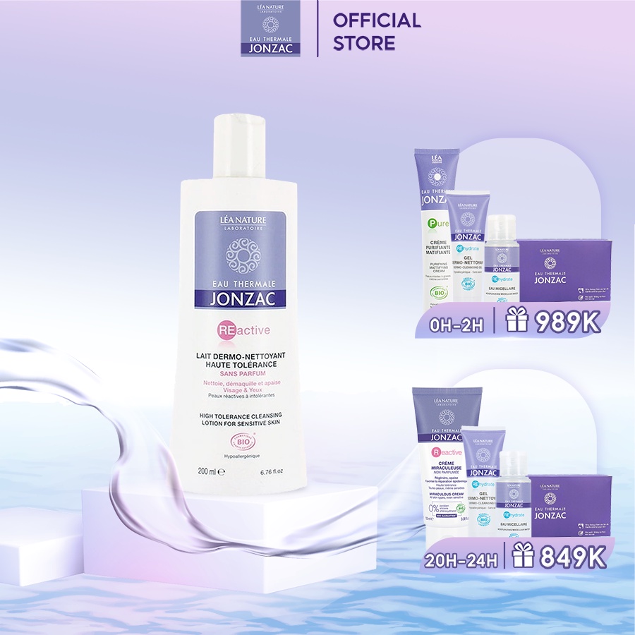 Sữa Tẩy Trang Hữu Cơ Dịu Nhẹ Eau Thermale Jonzac Reactive High Tolerance Cleansing Lotion For Sensitive Skin 200ml