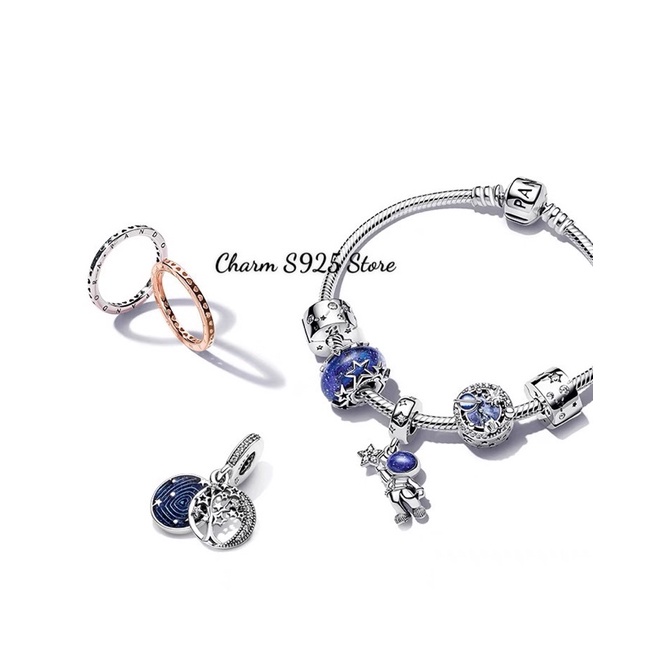 charm pan treo cây sao đính đá trắng bạc s925 cao cấp