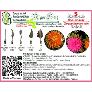 Dụng cụ làm thạch rau câu 3D Ngọc Huệ (bộ 5 kim số 5 - hoa cúc xoay)