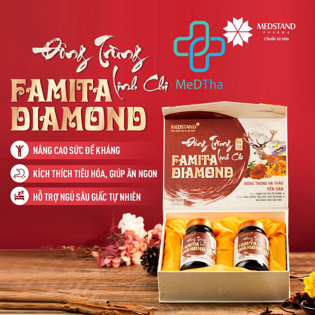 Đông Trùng Hạ Thảo Linh Chi FAMITA DIAMOND - Kích thích tiêu hóa, ăn ngủ ngon, tăng sức đề kháng