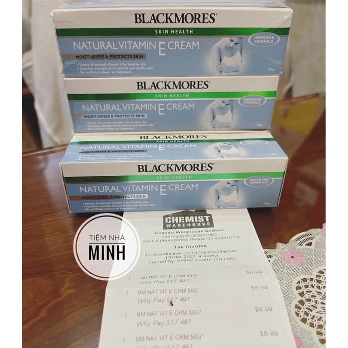 [date 10/2021] KEM DƯỠNG DA BLACKMORES VITAMIN E CREAM 50g (bill Chemist Úc)