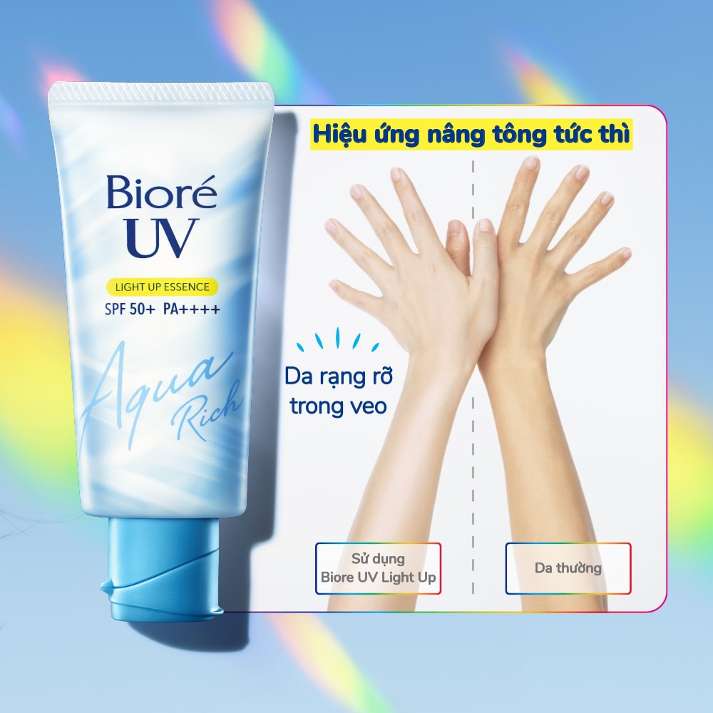 Tinh Chất Chống Nắng Biore UV Aqua Rich Light Up Essence Sáng Rạng Rỡ Mặt &amp; Toàn Thân SPF50+PA++++ 70g