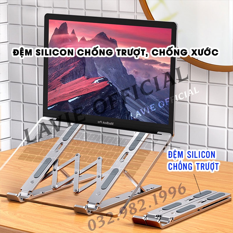 [Hàng Loại 1] Giá Đỡ Laptop Máy Tính Xách Tay Hợp Kim Nhôm Sang Trọng Có Thể Gấp Gọn, Điều Chỉnh Chiều Cao Laptop stand