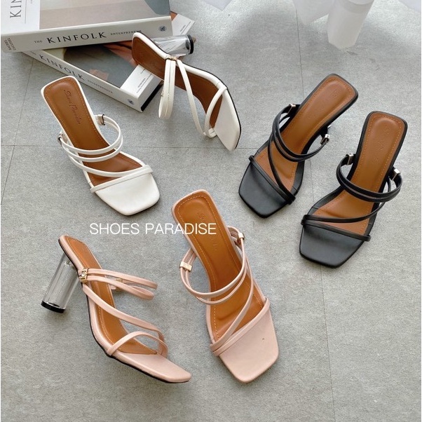 GIÀY SANDAL CAO GÓT QUAI MẢNH 7 PHÂN- 2IN1 SHOES PARADISE-SANDAL NỮ CAO GÓT ĐẾ TRONG DÂY MẢNH THỜI TRANG