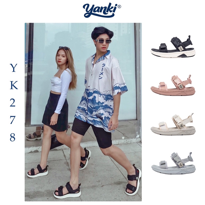 Sandal Nam Nữ Học Sinh Đi Học Quai Ngang Thời Trang YANKI Sport YK278 - Blue Gray